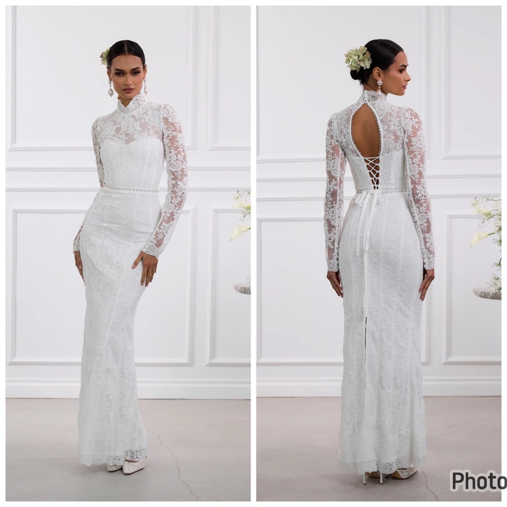 V. Chapman Jules White Lace Maxi Dress